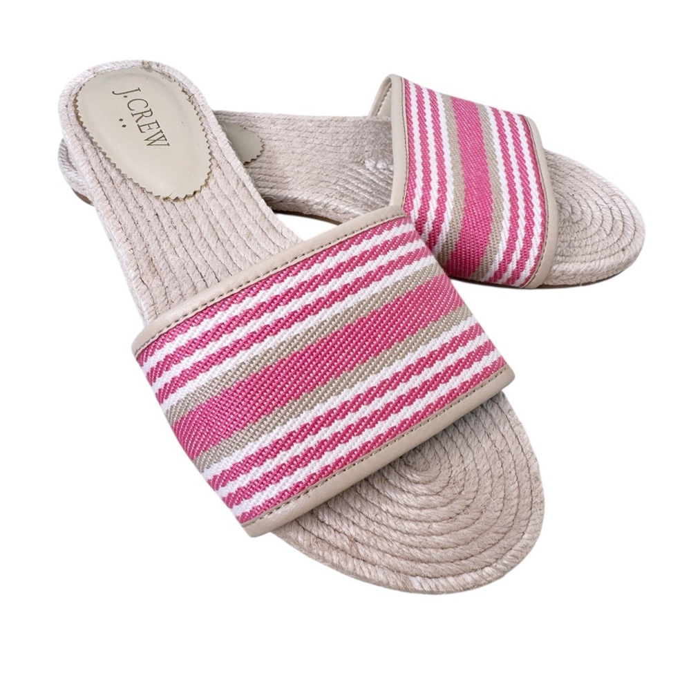 J. CREW Factory Striped Slide Sandals in Pink Size 9